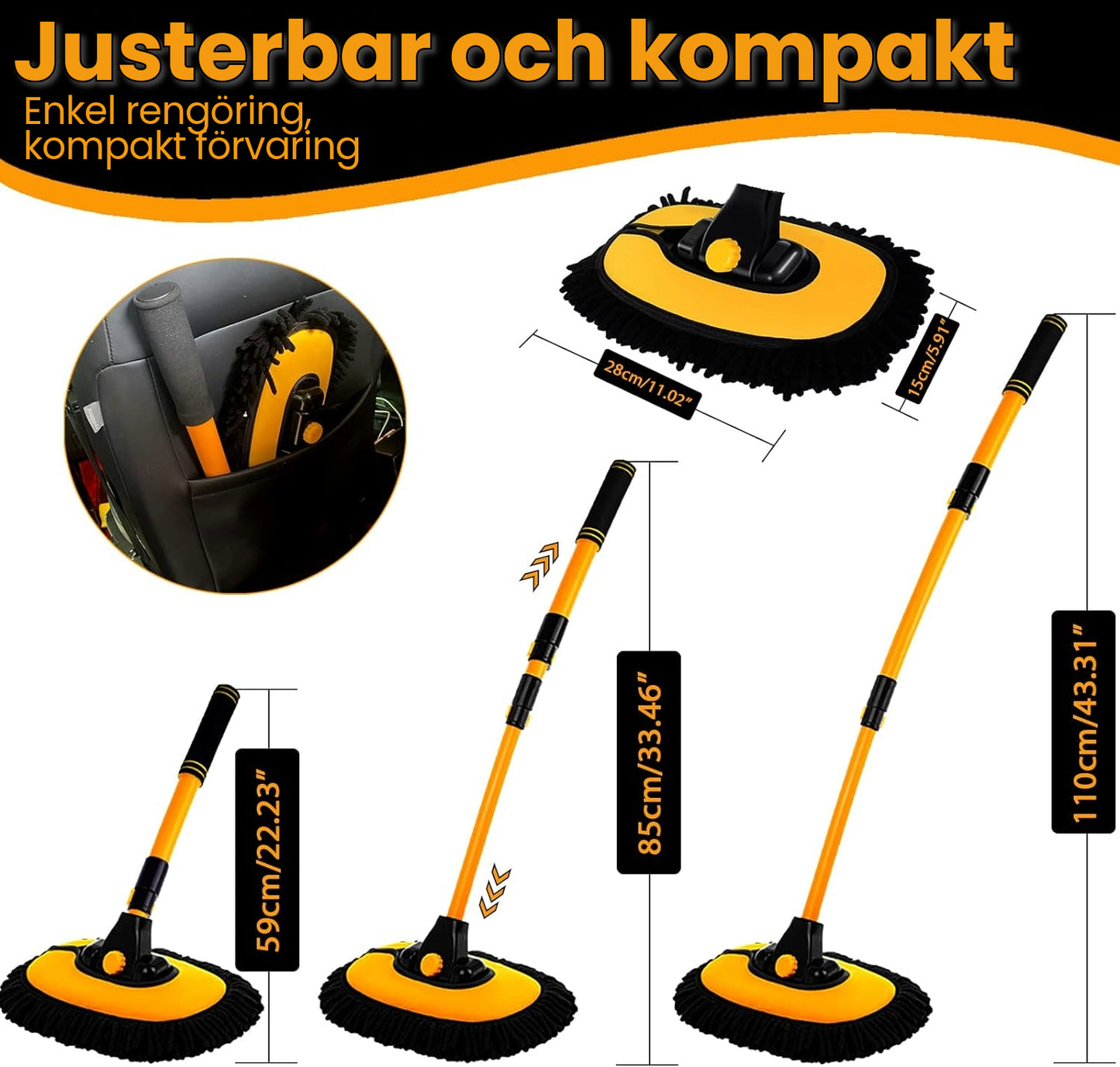 Justerbar Bilvaskmopp