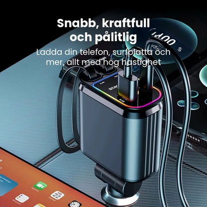 Utdragbar 4-i-1 USB-Billaddare