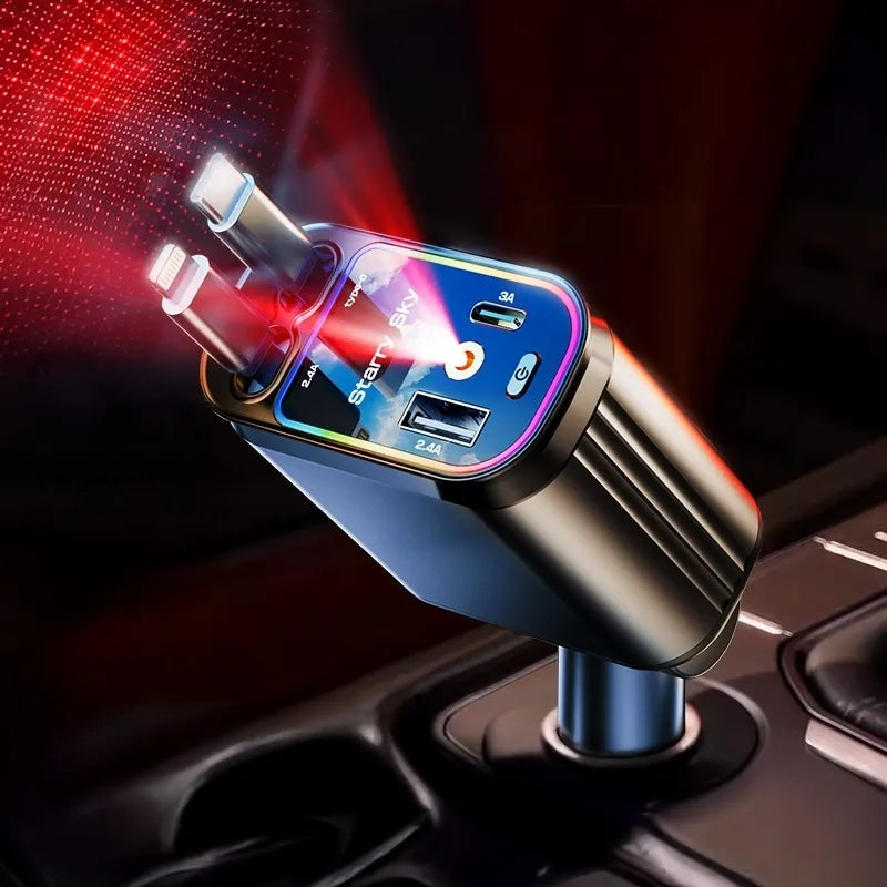 Utdragbar 4-i-1 USB-Billaddare