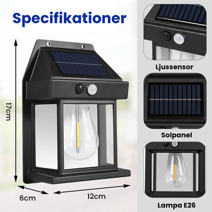 Solcellsdriven vattentät lampa